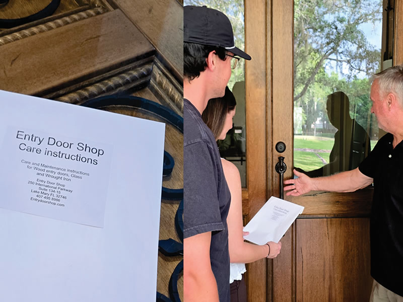 entry door shop care instructions